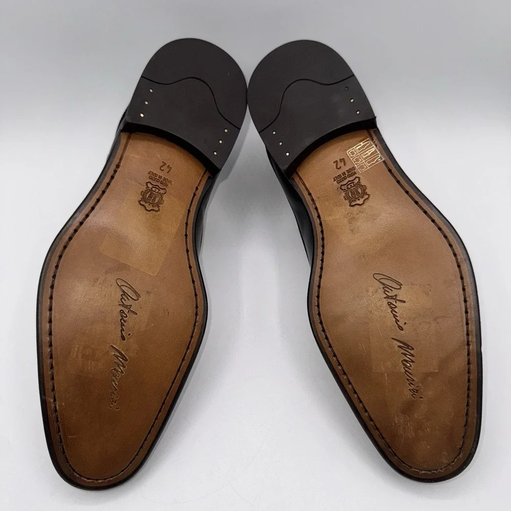 Antonio Maurizi Double‎ Monk Strap Oxfords Men's Size 9 EU 42 Black Leather